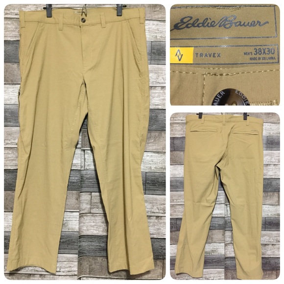 Eddie Bauer Travex Hiking Pants Men’s 38x30 Tan Cargo Pocket Lightweight - Picture 1 of 10